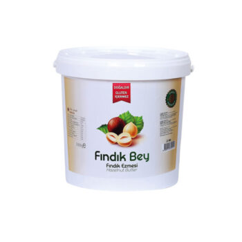 5 kilogramlık büyük kovada Findik Bey markalı şekerli fındık ezmesi