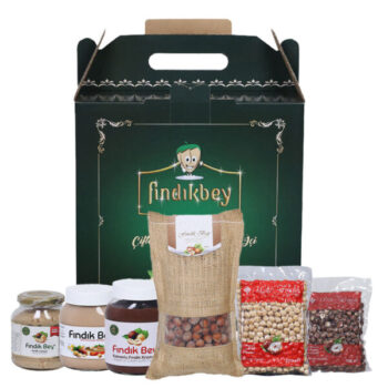 Şık bir şekilde paketlenmiş Findik Bey markalı hediyelik fındık paketi