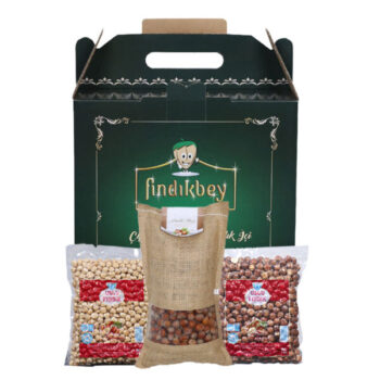 Şık bir şekilde paketlenmiş Findik Bey markalı hediyelik fındık paketi